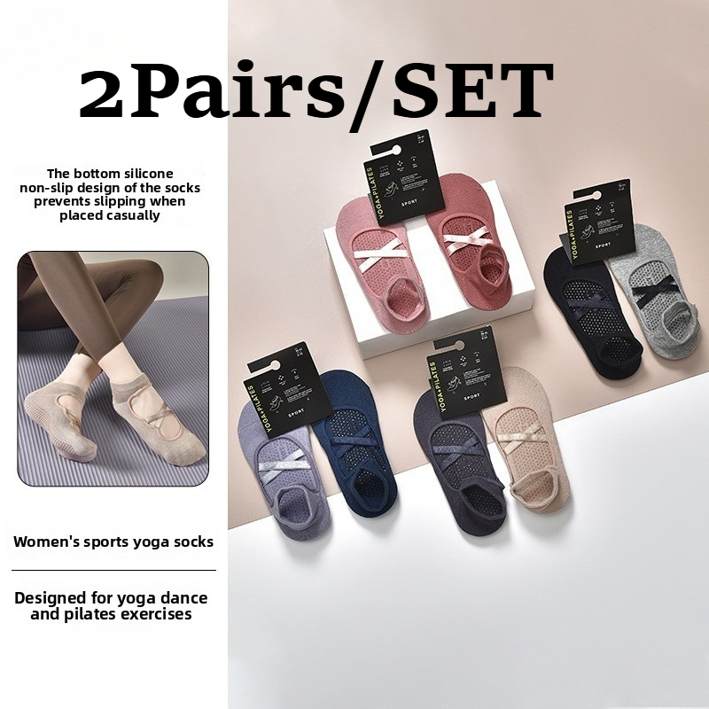Pilates Yoga Kit - 2 çift nefes alabilen pamuklu ter