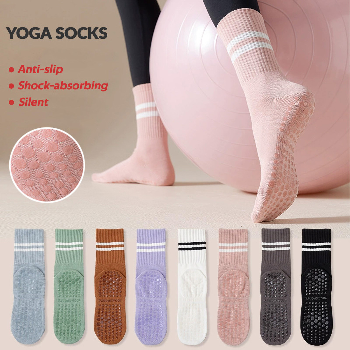 Medias Para Pilates Y Yoga - Kadınlar için 3 Çift Uzun Yoga