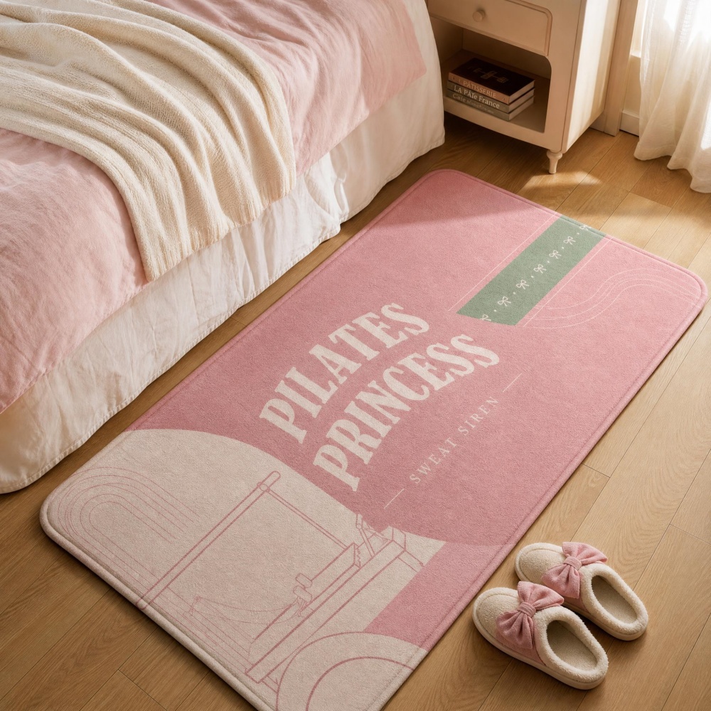 Pilates Yoga Room - Yumuşak Flanel Dikdörtgen Zemin Halısı Pembe